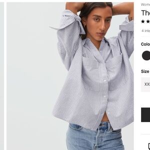 Everlane The Boxy Oxford, Size: Small, Color: Black / White